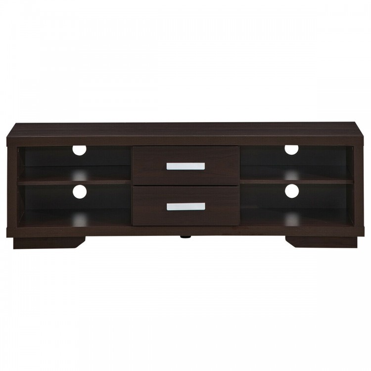 Modern TV Stand Entertainment Center with 2 Drawers and 4 Open Shelves