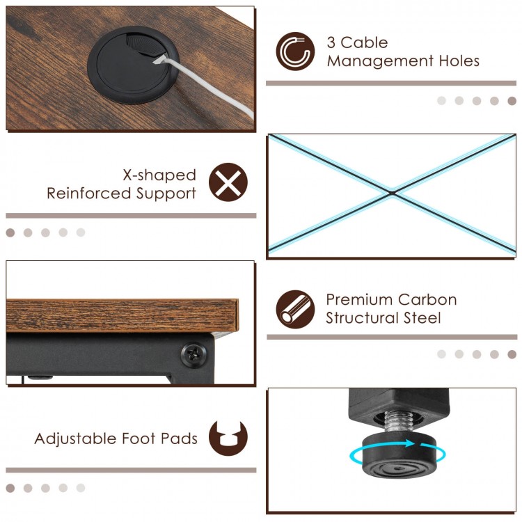 L-Shaped Computer Desk with 4 Storage Shelves