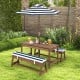 Kids Picnic Table and Chairs with Cushions and Height Adjustable Umbrella