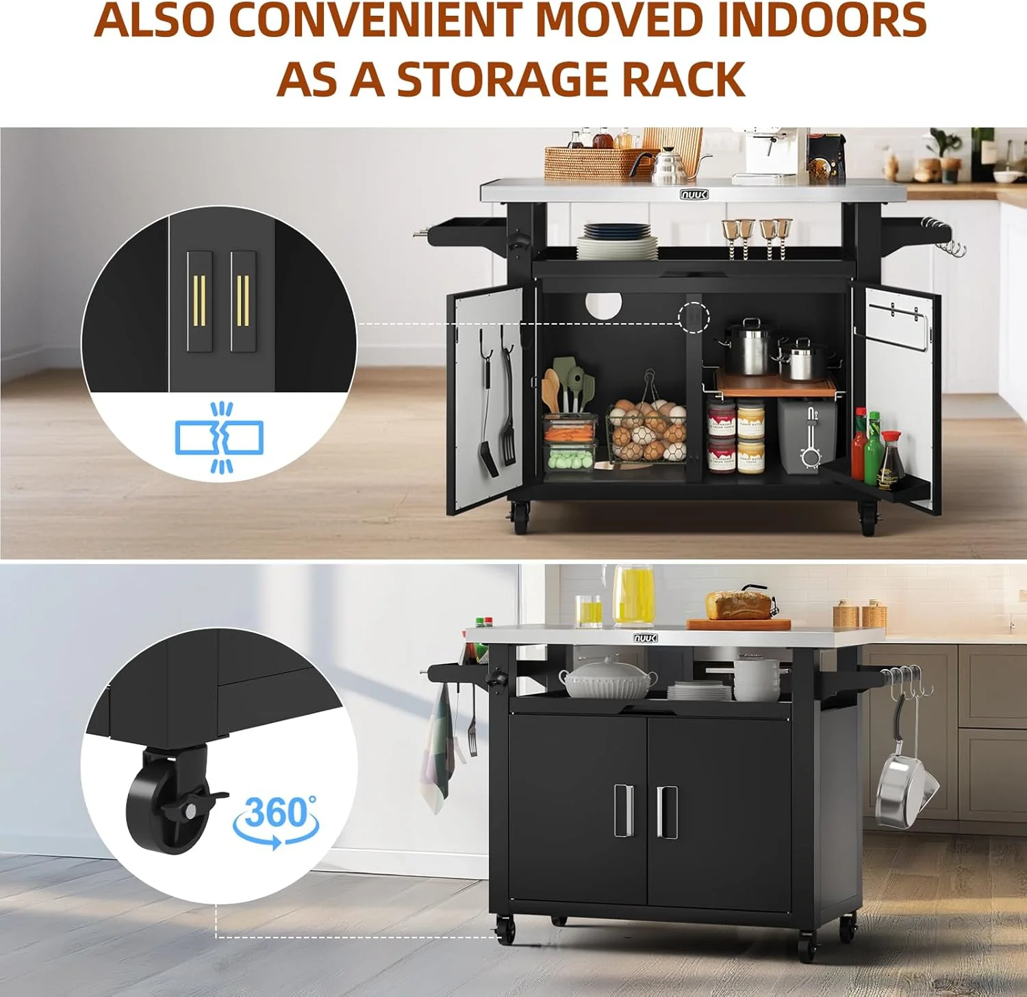 VersaCook Outdoor Grill Cart with Stainless Steel Top & Storage Cabinet