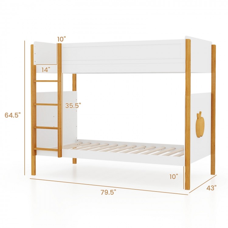 Twin Over Twin Bunk Bed with Integrated Ladder and Safety Guardrails
