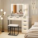 Makeup Vanity Dressing Table and Stool Set with Lights and Charging Station