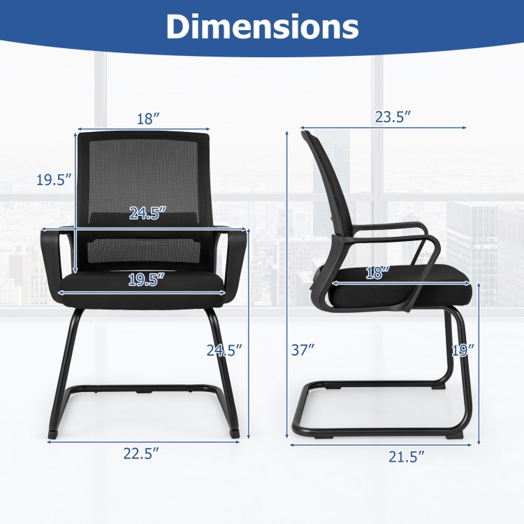 Office Chair No Wheels Ergonomic Conference Chair with Mesh Back