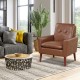 Modern PU Leather Accent Chair with Solid Wood Legs