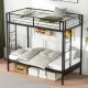 Twin Over Futon Bunk Bed with 2 Ladders and Safety Guardrails