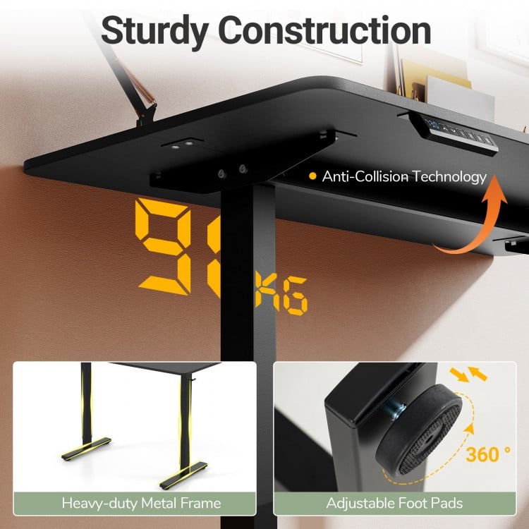 48 Inch x 24 Inch Ergonomic Electric Standing Desk with 3 Memory Settings for Home Office