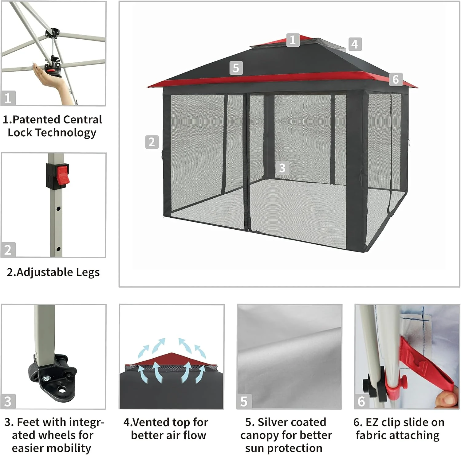CROWN SHADES 13x13 Pop Up Gazebo, Canopy Tent, Gazebos on Clearance - Outdoor Gazebo for Backyard & Patio Furniture - Carpa Pop Up Tent with Wheeled STO-N-Go Cover Bag (White)