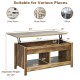 Lift Top Coffee Table with Hidden Storage Compartment and Lower Shelf for Study Room