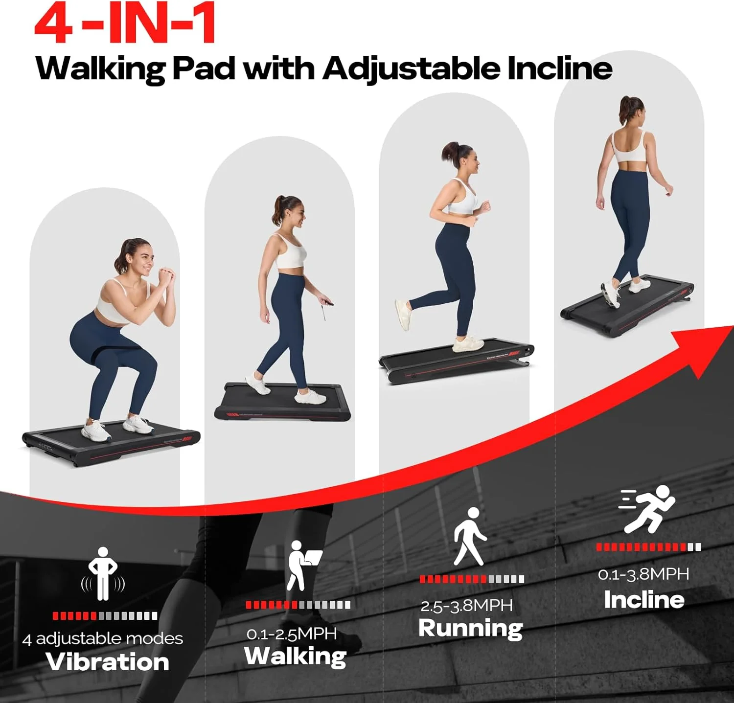 Sperax Walking Vibration Pad with APP, 3 in 1 Under Desk Treadmill, 2.5HP Low Noise Walking Treadmill Pad with Remote Control,Portable Treadmills for Home Office