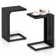 Set of 2 C-Shaped End Table with Adjustable Foot Pads for Indoors Outdoors
