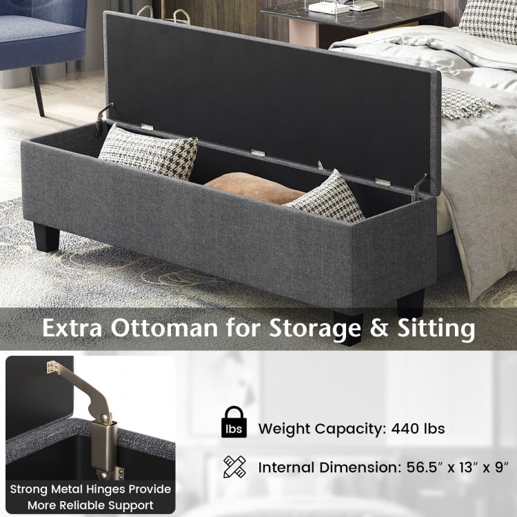 Twin/Full/Queen Upholstered Bed Frame with Ottoman Storage