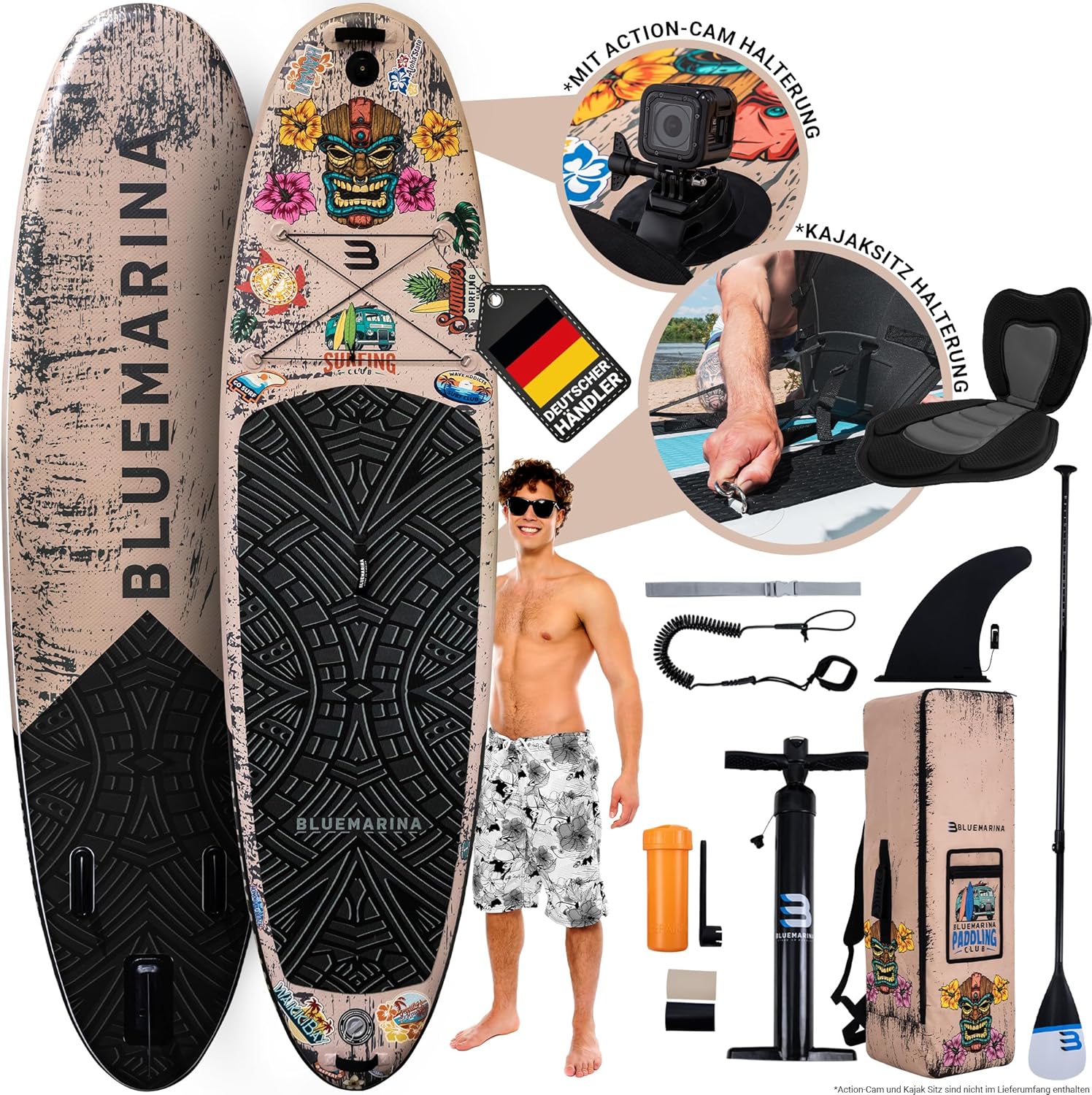 Bluemarina Stand Up Paddling Board Ariki | 𝟓 𝐉𝐀𝐇𝐑𝐄 𝐆𝐀𝐑𝐀𝐍𝐓𝐈𝐄 - SUP Board - Stand Up Paddle - Standup Paddle Board - Surfbrett | 305x76x13,5cm | 325x86x16,5cm