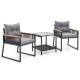 3 Pieces Patio Furniture Set with 2 Tier Coffee Table and Soft Seat Cushions