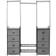 3-in-1 Portable Multifunctional  Dresser with 8 Fabric Drawers and Metal Rack