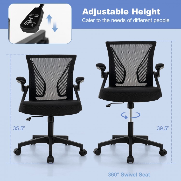 Ergonomic Office Chair Adjustable Swivel Chair with Flip-Up Armrests and Rocking Backrest