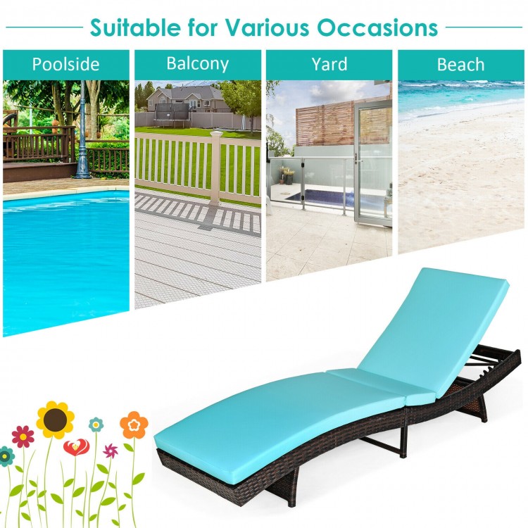 Patio Folding Chaise Lounge with 5 Adjustable Levels and Cushion