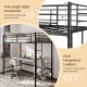 Twin Loft Bed Frame with 2 Ladders Full-length Guardrail