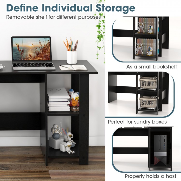 Modern L-Shaped Computer Desk with Shelves