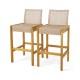 Set of 2 Rattan Patio Wood Barstools Dining Chairs with Backrest