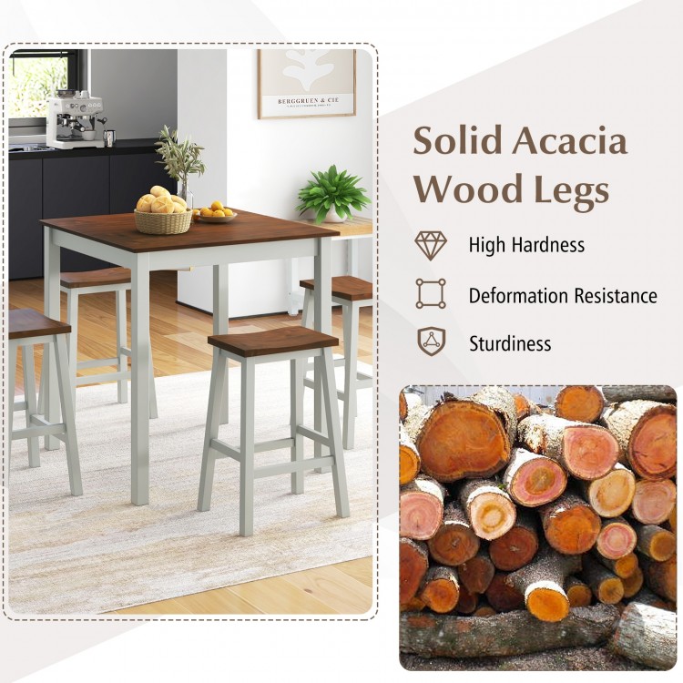 5 Piece Dining Table Set with 4 Saddle Stools for Kitchen Dining Room Apartment