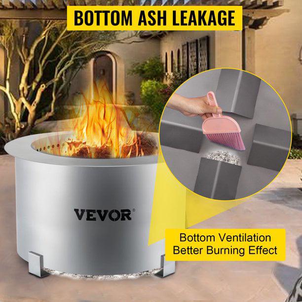 VEVOR Stainless Steel Smokeless Fire Pit, 22′′ Wood Burning Bowl for Outdoor Camping & Backyard