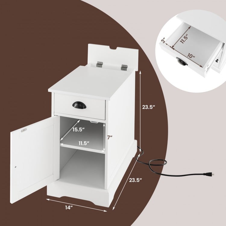 End Table with Charging Station and Flip Top