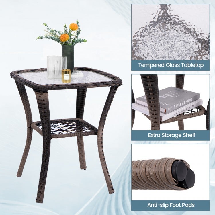 3 Pieces Outdoor Swivel Rocker Set with Small Side Table