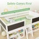 Kid Twin Size Low Loft Bed with Chalkboard Ramp Ladder and Bookcases