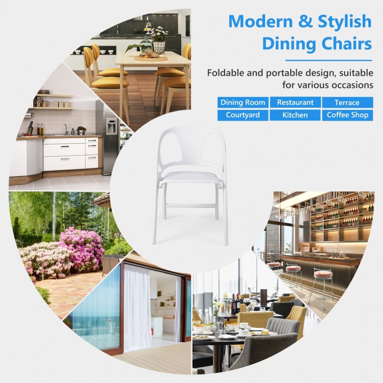 Folding Dining Chairs Set of 2 with Armrest and High Backrest