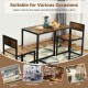 3 Pieces Dining Set Compact Table and 2 Chair with Metal Frame for Small Space