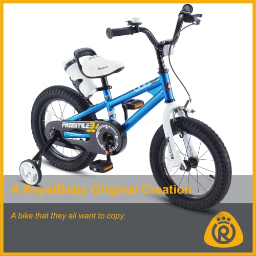 RoyalBaby Freestyle Kids BMX Bike with Training Wheels, Steel Frame, Adjustable Seat, 12/14/16 Inch, CPSC Certified