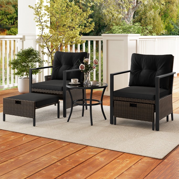 5 Piece Outdoor Furniture Set with Glass Topped Coffee Table
