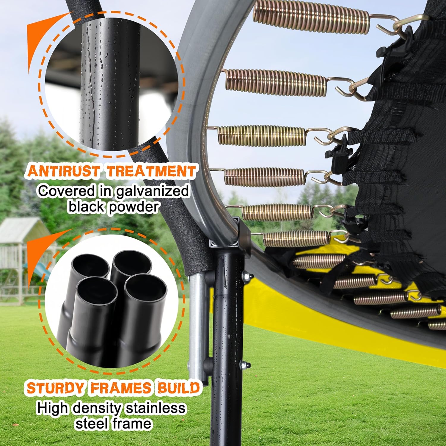 Trampoline 8FT 10FT 12FT 14FT 16FT, Recreational Trampolines with Enclosure Net and Ladder, Outdoor Anti-Rust Trampolines for Kids and Adults, ASTM Approved