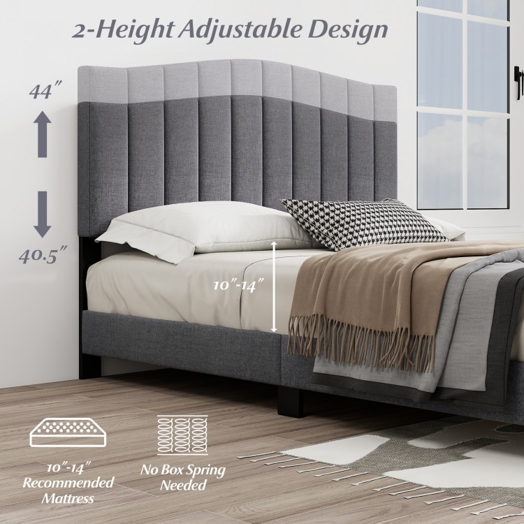 Modern Upholstered Bed Frame with Adjustable Vertical Channel Tufted Headboard