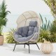 Wicker Oversized Egg Style Chair with Cushions and Headrest