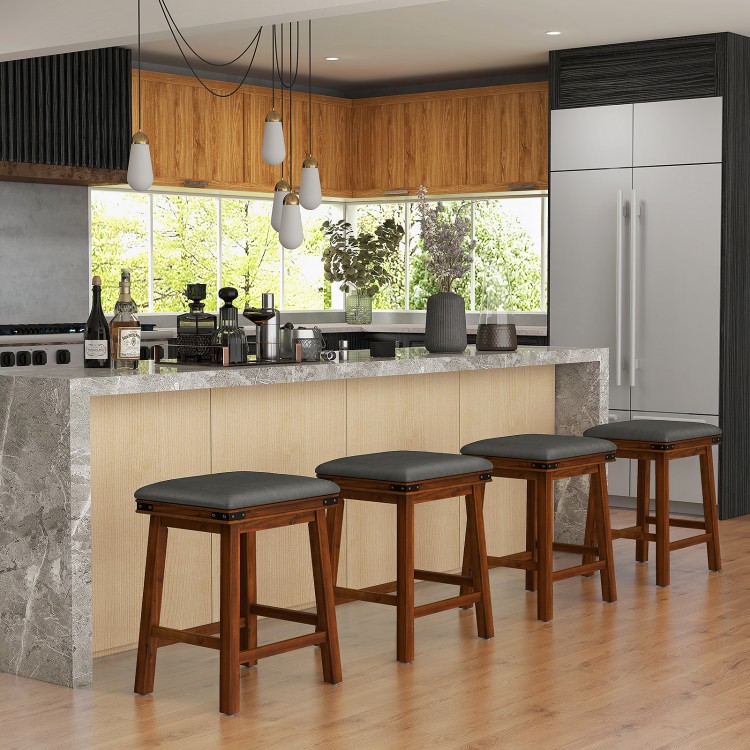 Set of 2 24/30 Inch Dining Bar Stool with Rubber Wood