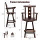 29 Inch Wooden Swivel Bar Stool with Footrest Backrest Armrest
