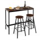 3 Pieces Bar Table Set with Dining Table and 2 Round Stools