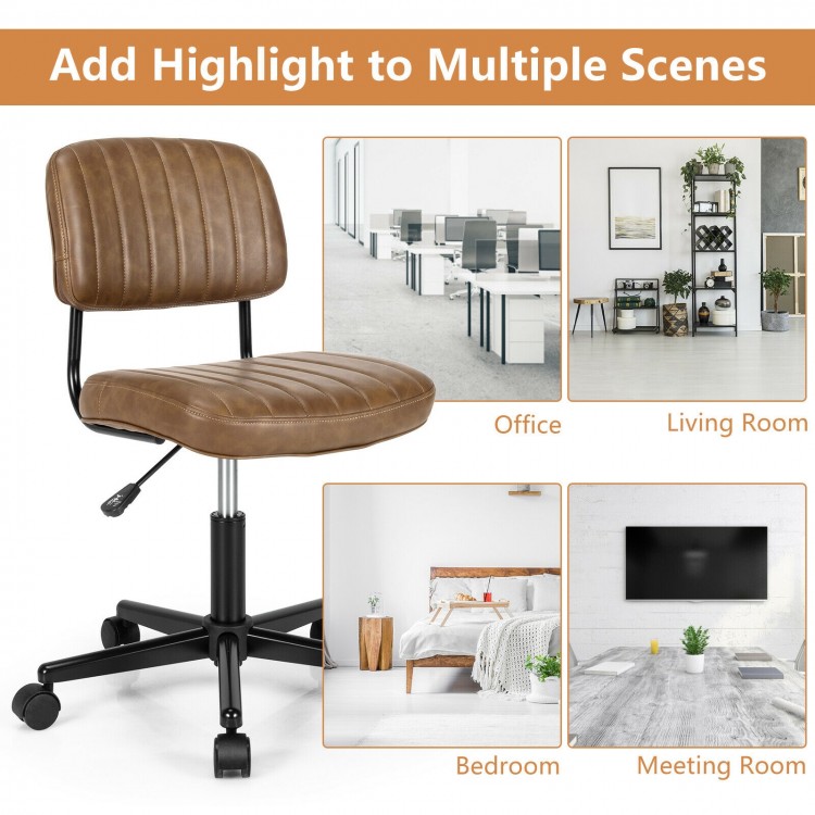 PU Leather Adjustable Office Chair Swivel Task Chair with Backrest