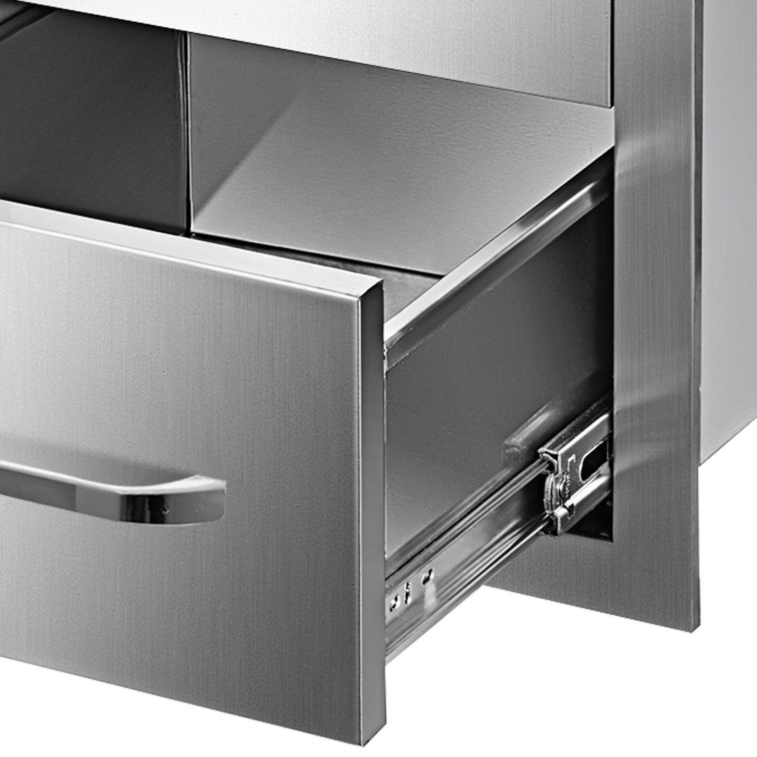 VEVOR Stainless Steel Outdoor Kitchen Drawers, 16′′x21.5′′x18′′, Triple Access BBQ Island Storage, Weatherproof & Durable