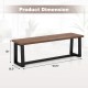 Wood Dining Bench with Metal Frame and Adjustable Footpads