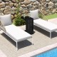 Set of 2 C-Shaped End Table with Adjustable Foot Pads for Indoors Outdoors