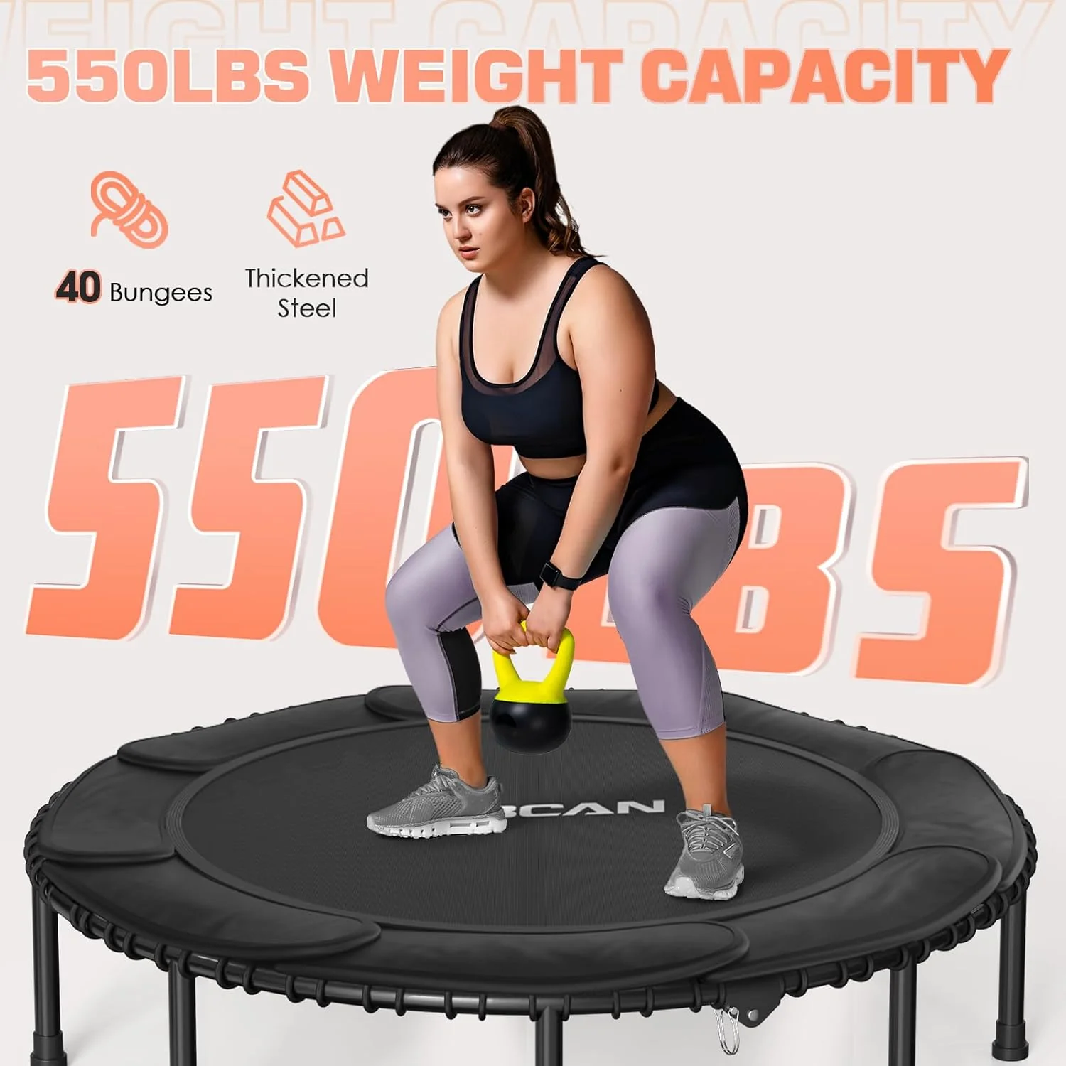 BCAN 450/550 LBS Foldable Mini Trampoline, 40