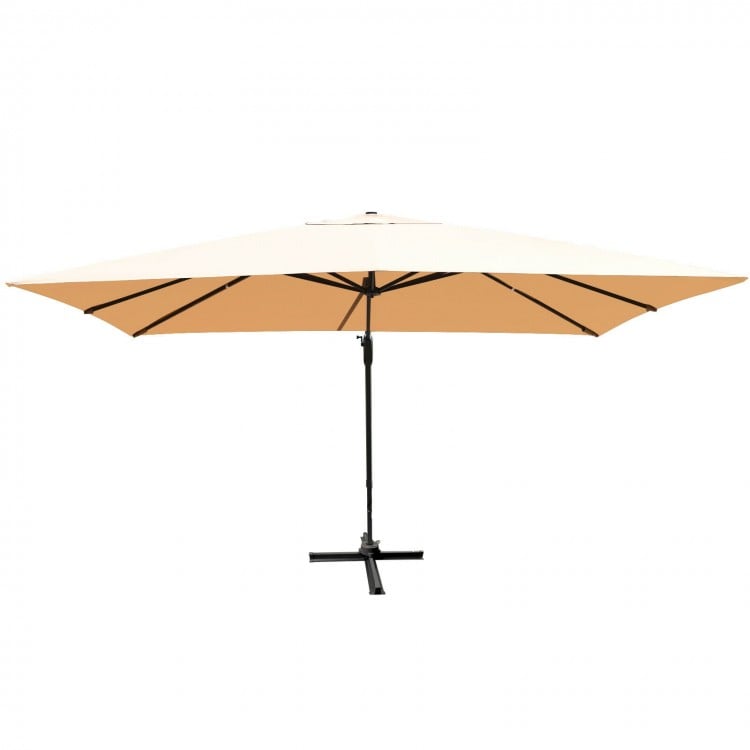 10 x13 Feet Rectangular Cantilever Umbrella with 360° Rotation Function