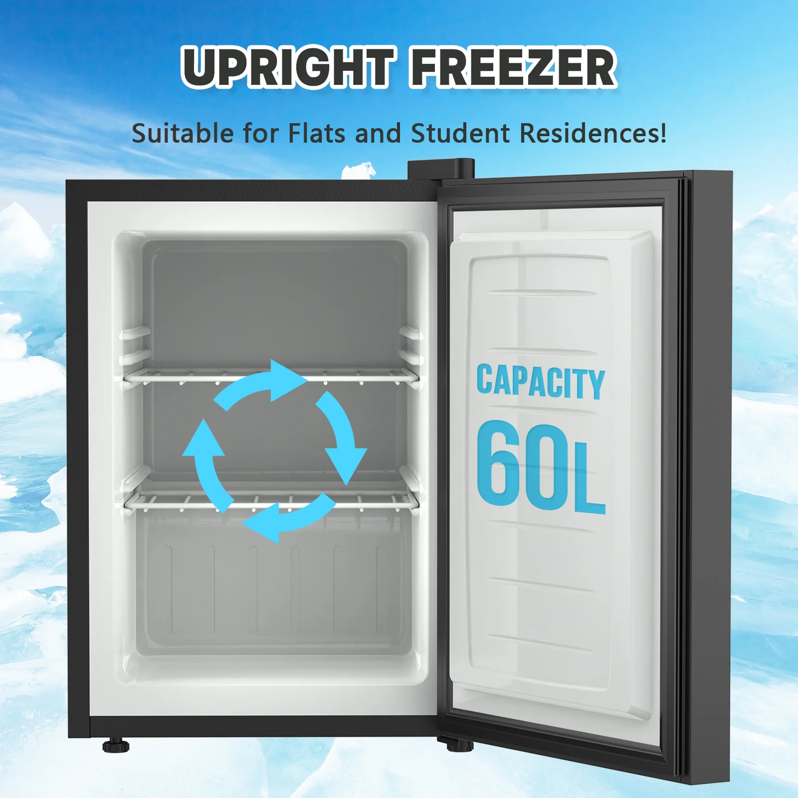 60L Mini Upright Freezer Compact Freezer