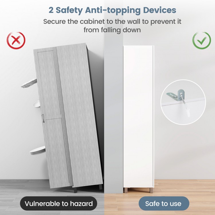 73.5 Inch Freestanding Double Door Tall Versatile Storage Organizer