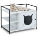 Enclosure Hidden Litter Furniture Cabinet with 2-Tier Storage Shelf