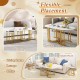 Nesting Coffee Table Set of 3 with Faux Marble Tabletop and Powder-coated Gold Metal Frame