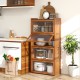 4-Tier Bamboo Bookcase with Doors for Study Room Living Room