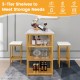 3 Pieces Gold Bar Table Set for 2 with 3-Tier Storage Shelves